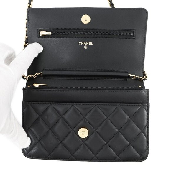 CHANEL Monaco Series Chain Wallet Lambskin Black AP3076 - Picture 3 of 14